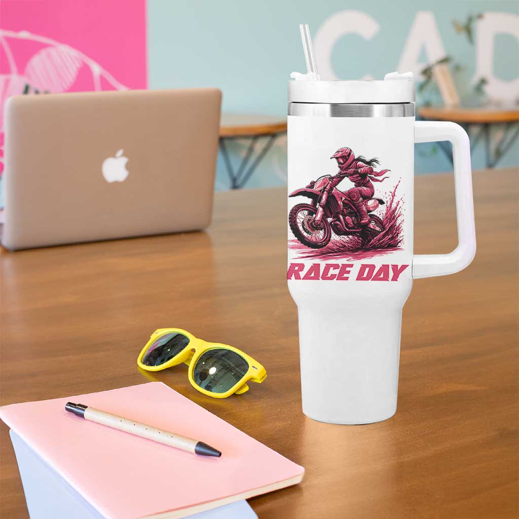 Dirt Bike Girl Tumbler With Handle Motocross Racing Women