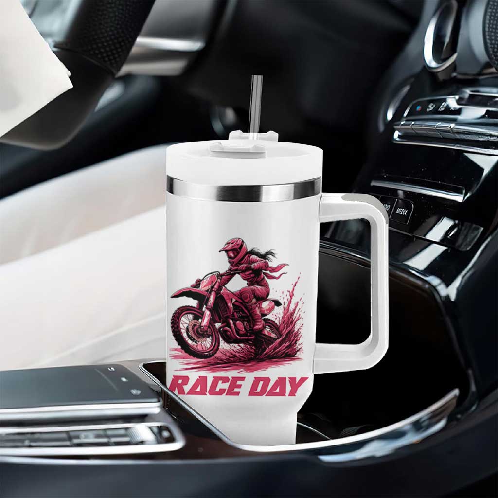 Dirt Bike Girl Tumbler With Handle Motocross Racing Women