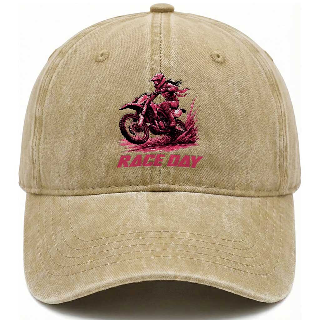 Dirt Bike Girl Washed Cotton Baseball Cap Motocross Racing Women