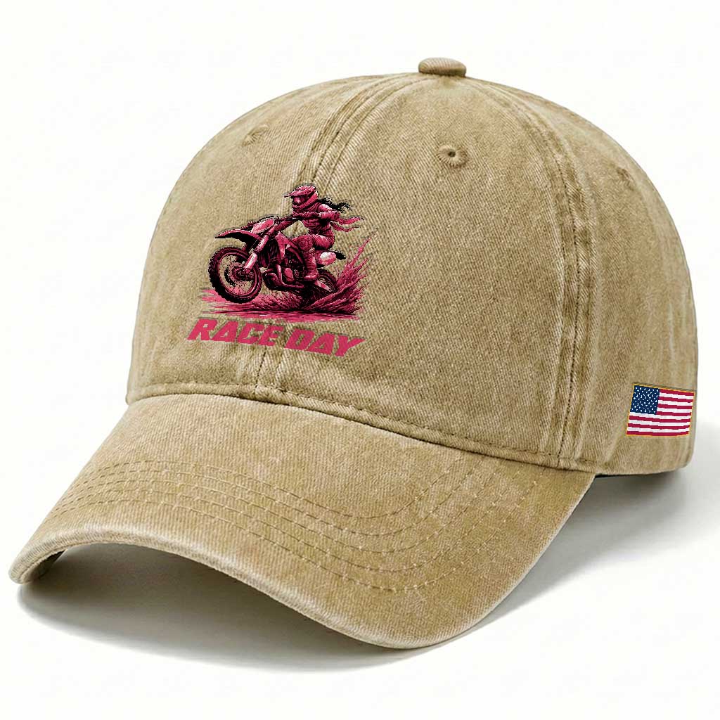 Dirt Bike Girl Washed Cotton Baseball Cap Motocross Racing Women