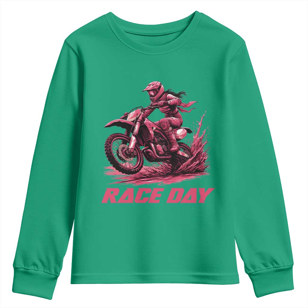 Dirt Bike Girl Youth Sweatshirt Motocross Racing Women - Wonder Print Shop