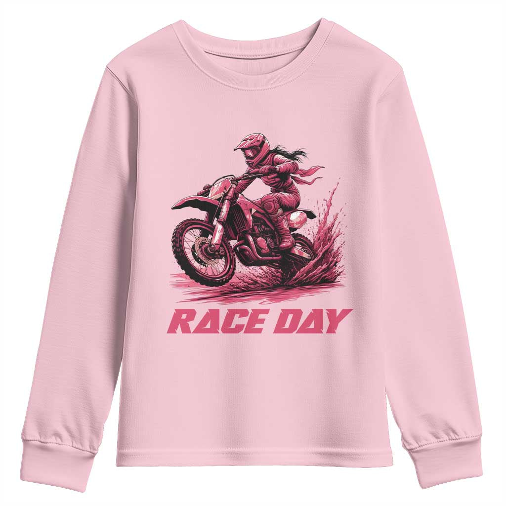 Dirt Bike Girl Youth Sweatshirt Motocross Racing Women - Wonder Print Shop
