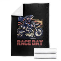 Dirt Bike Girl Throw Blanket Patriotic Motocross American Flag Racing - Wonder Print Shop