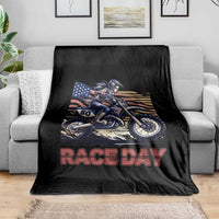 Dirt Bike Girl Throw Blanket Patriotic Motocross American Flag Racing - Wonder Print Shop