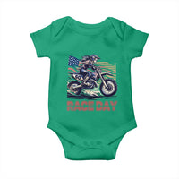 Dirt Bike Girl Baby Onesie Patriotic Motocross American Flag Racing - Wonder Print Shop