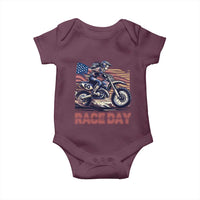 Dirt Bike Girl Baby Onesie Patriotic Motocross American Flag Racing - Wonder Print Shop