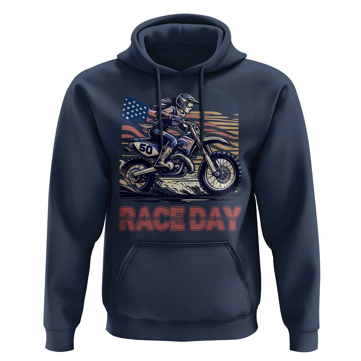 Dirt Bike Girl Hoodie Patriotic Motocross American Flag Racing - Wonder Print Shop