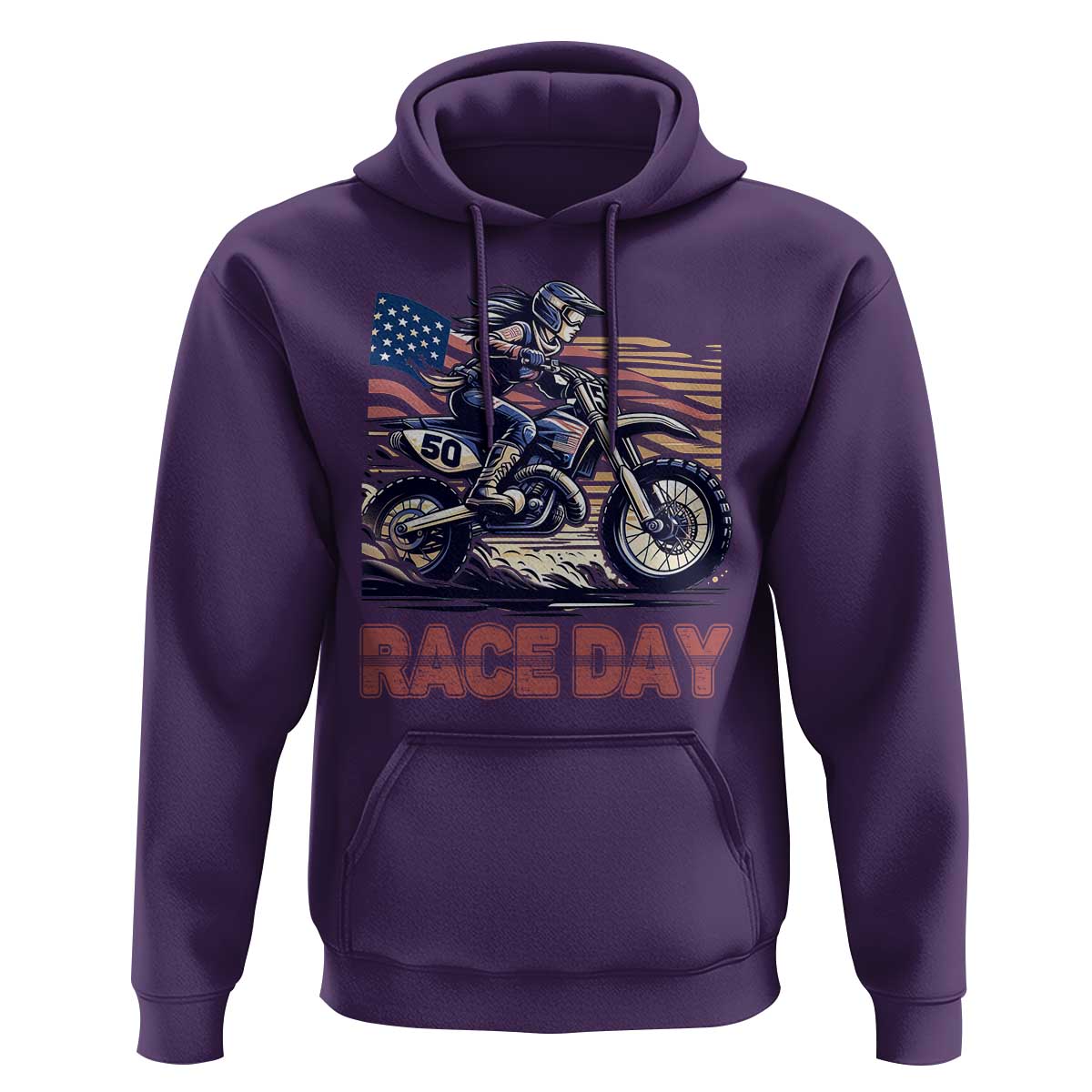 Dirt Bike Girl Hoodie Patriotic Motocross American Flag Racing - Wonder Print Shop