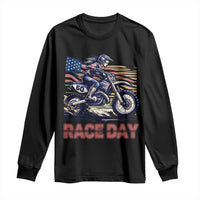 Dirt Bike Girl Long Sleeve Shirt Patriotic Motocross American Flag Racing - Wonder Print Shop