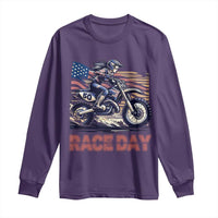 Dirt Bike Girl Long Sleeve Shirt Patriotic Motocross American Flag Racing - Wonder Print Shop