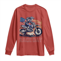 Dirt Bike Girl Long Sleeve Shirt Patriotic Motocross American Flag Racing - Wonder Print Shop