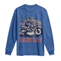 Dirt Bike Girl Long Sleeve Shirt Patriotic Motocross American Flag Racing - Wonder Print Shop