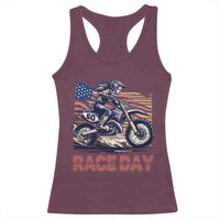 Dirt Bike Girl Racerback Tank Top Patriotic Motocross American Flag Racing - Wonder Print Shop