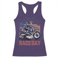 Dirt Bike Girl Racerback Tank Top Patriotic Motocross American Flag Racing - Wonder Print Shop