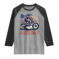 Dirt Bike Girl Raglan Shirt Patriotic Motocross American Flag Racing - Wonder Print Shop