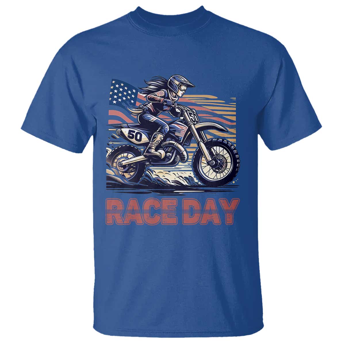 Dirt Bike Girl T Shirt Patriotic Motocross American Flag Racing - Wonder Print Shop