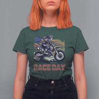 Dirt Bike Girl T Shirt For Women Patriotic Motocross American Flag Racing - Wonder Print Shop