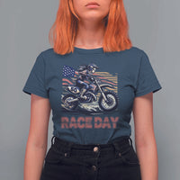 Dirt Bike Girl T Shirt For Women Patriotic Motocross American Flag Racing - Wonder Print Shop