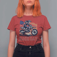 Dirt Bike Girl T Shirt For Women Patriotic Motocross American Flag Racing - Wonder Print Shop