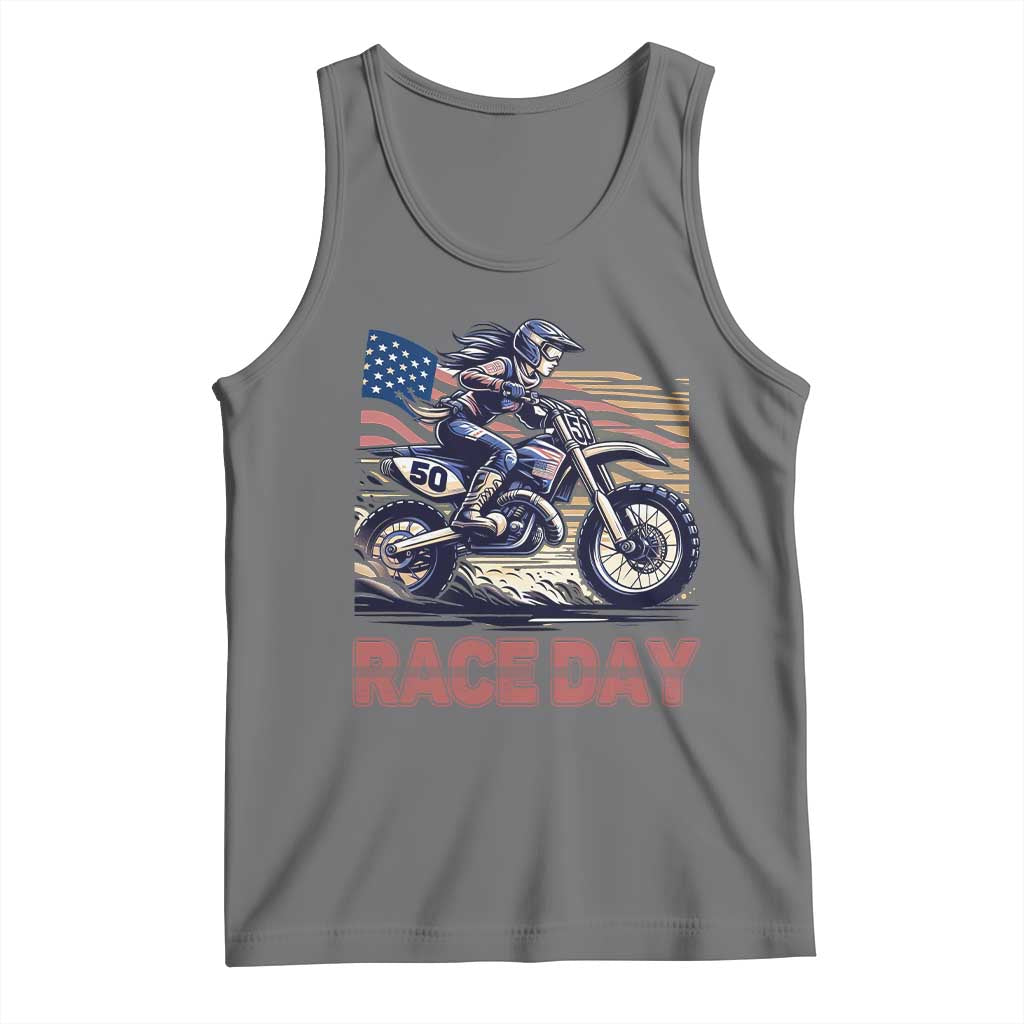Dirt Bike Girl Tank Top Patriotic Motocross American Flag Racing - Wonder Print Shop