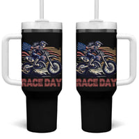 Dirt Bike Girl Tumbler With Handle Patriotic Motocross American Flag Racing
