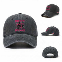 Funny Dirt Bike Girl Washed Cotton Baseball Cap Born To Ride Dirt Bikes Forced To Go To School
