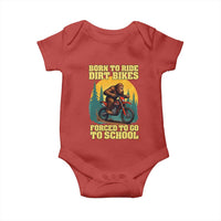 Funny Bigfoot Dirt Bike Baby Onesie Born To Ride Dirt Bikes Forced To Go To School - Wonder Print Shop
