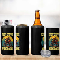 Funny Bigfoot Dirt Bike 4 in 1 Can Cooler Tumbler Born To Ride Dirt Bikes Forced To Go To School