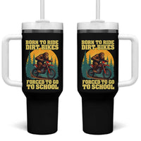 Funny Bigfoot Dirt Bike Tumbler With Handle Born To Ride Dirt Bikes Forced To Go To School