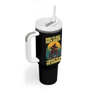 Funny Bigfoot Dirt Bike Tumbler With Handle Born To Ride Dirt Bikes Forced To Go To School