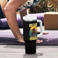 Funny Bigfoot Dirt Bike Tumbler With Handle Born To Ride Dirt Bikes Forced To Go To School