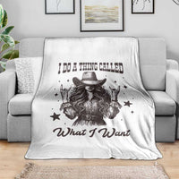 Black Cowgirl Throw Blanket I Do A Thing Called What I Want - Wonder Print Shop