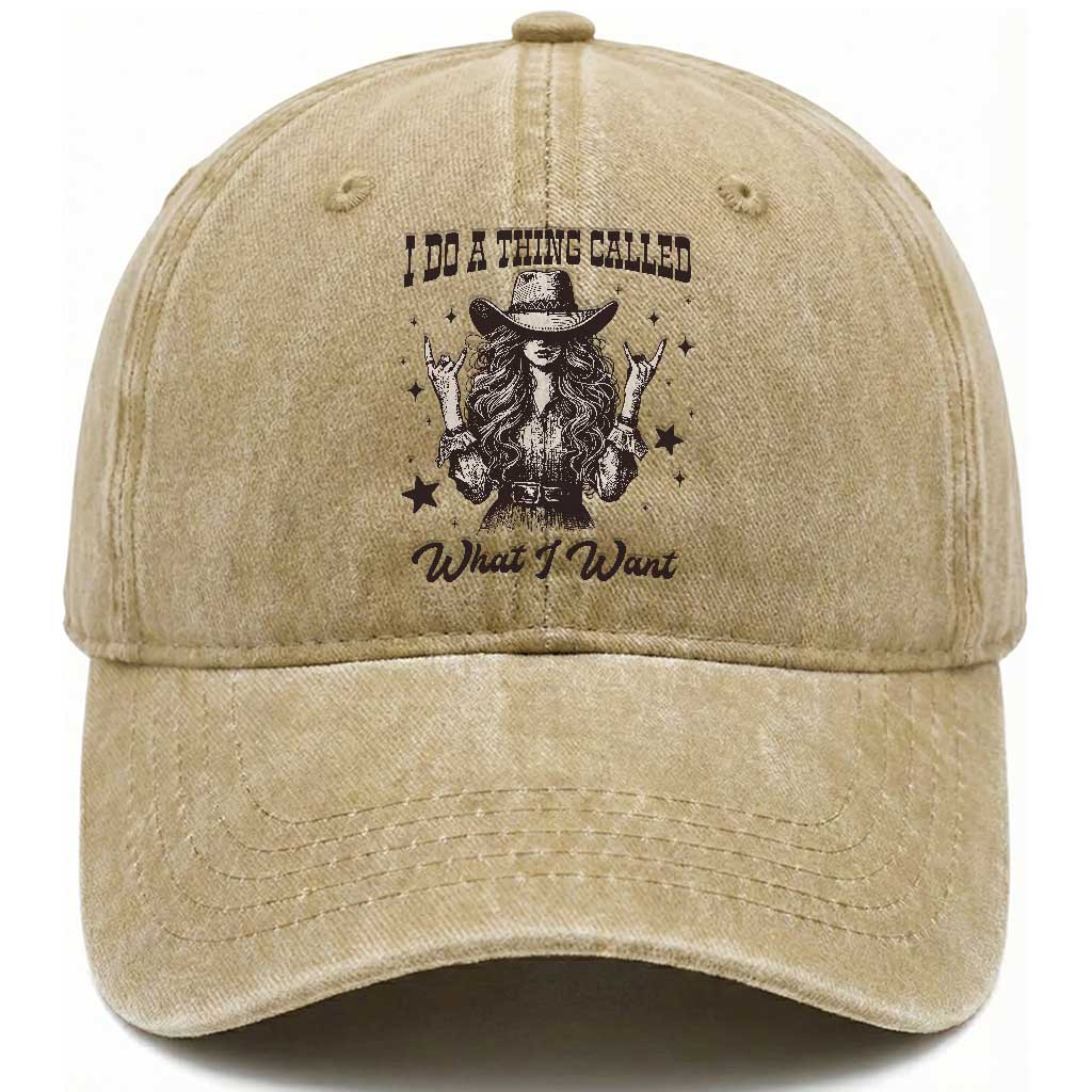 Black Cowgirl Washed Cotton Baseball Cap I Do A Thing Called What I Want