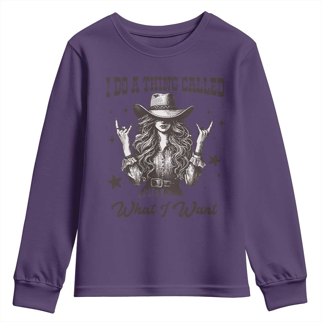 Black Cowgirl Youth Sweatshirt I Do A Thing Called What I Want - Wonder Print Shop