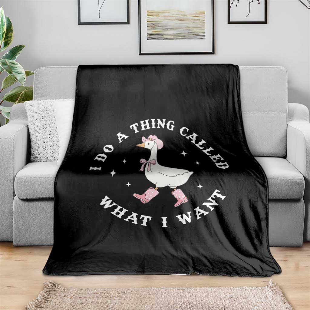 Western Cowgirl Silly Goose Meme Throw Blanket I Do A Thing Called What I Want - Wonder Print Shop
