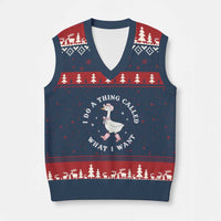 Western Cowgirl Silly Goose Meme V-Neck Knit Sweater Vest I Do A Thing Called What I Want - Wonder Print Shop