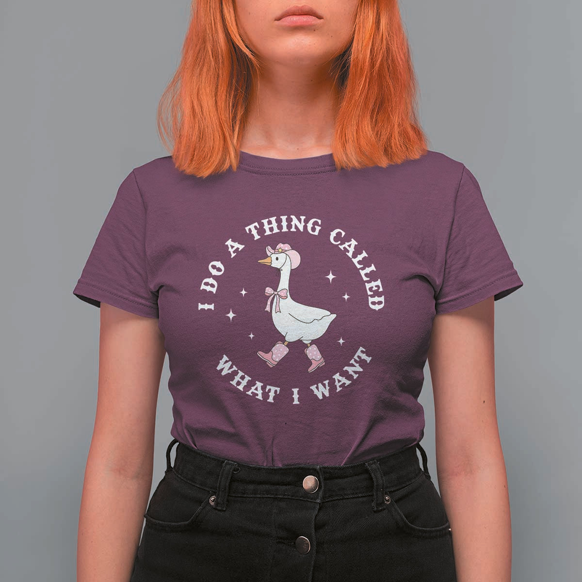 Western Cowgirl Silly Goose Meme T Shirt For Women I Do A Thing Called What I Want - Wonder Print Shop
