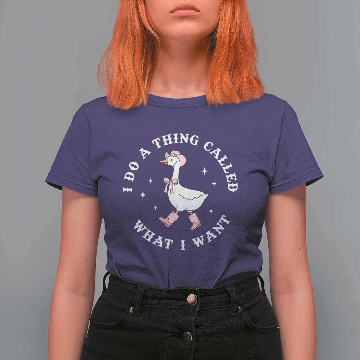 Western Cowgirl Silly Goose Meme T Shirt For Women I Do A Thing Called What I Want - Wonder Print Shop