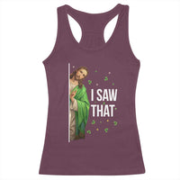 Christian Jesus St Patricks Day Meme Racerback Tank Top I Saw That