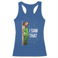 Christian Jesus St Patricks Day Meme Racerback Tank Top I Saw That