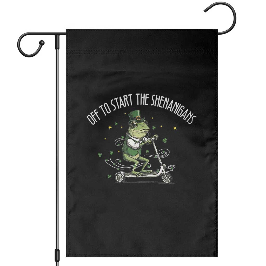 Funny Frog St Patricks Day Meme Garden Flag Off To Start The Shenanigans