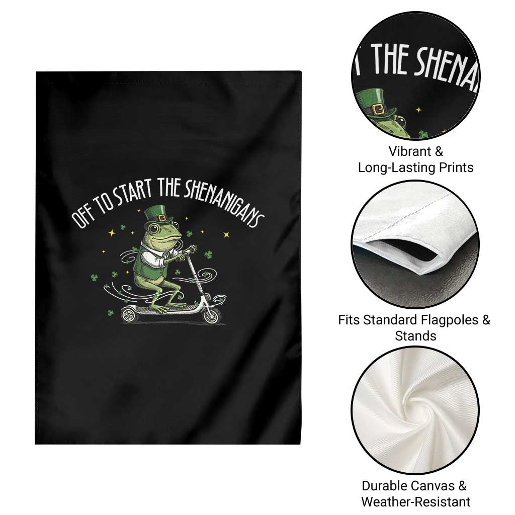 Funny Frog St Patricks Day Meme Garden Flag Off To Start The Shenanigans