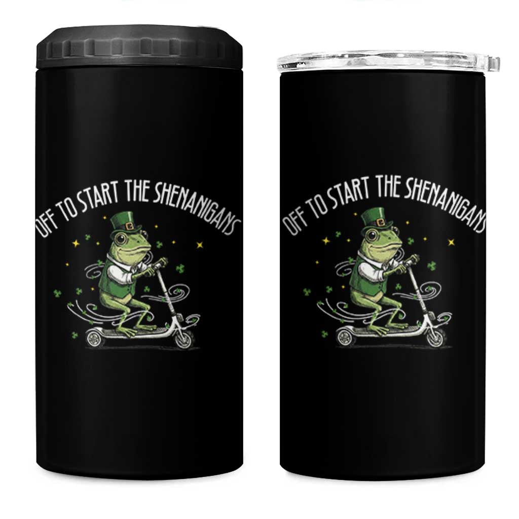 Funny Frog St Patricks Day Meme 4 in 1 Can Cooler Tumbler Off To Start The Shenanigans