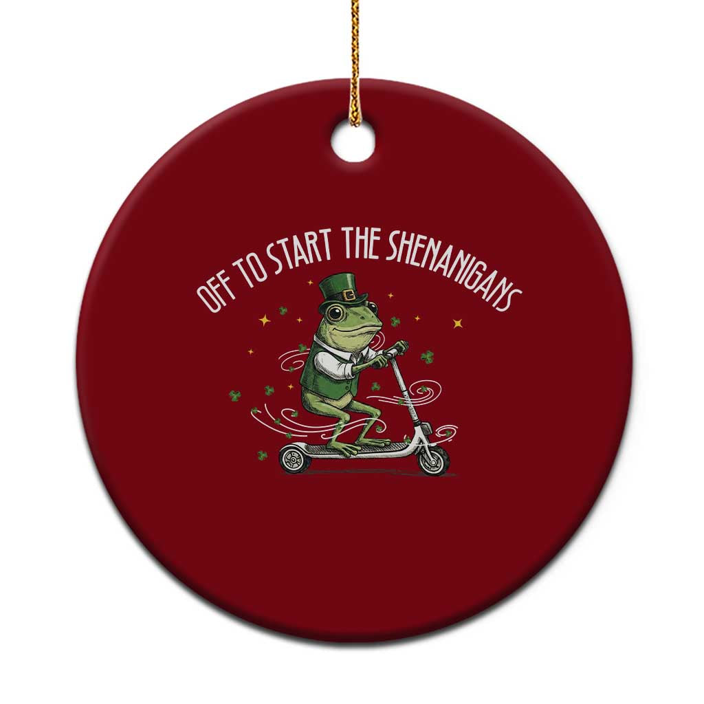 Funny Frog St Patricks Day Meme Ceramic Ornament Off To Start The Shenanigans