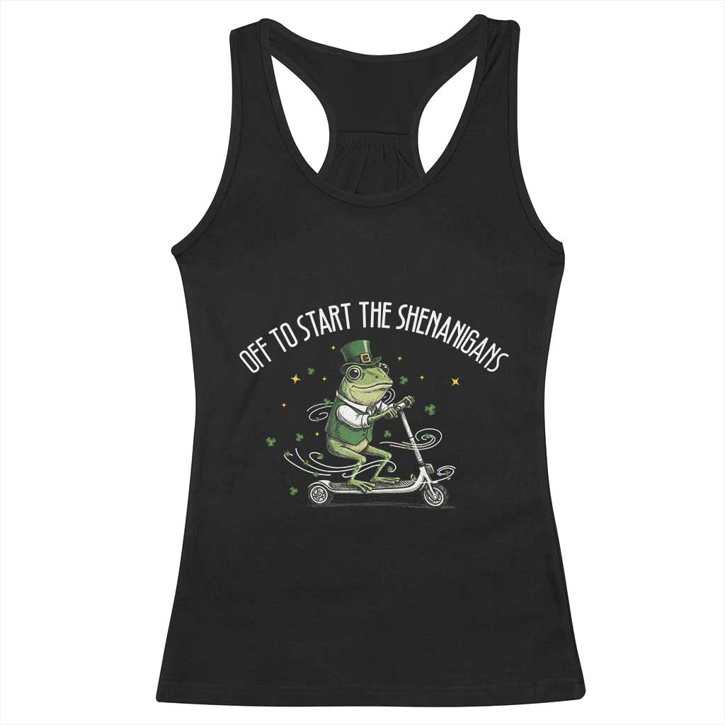Funny Frog St Patricks Day Meme Racerback Tank Top Off To Start The Shenanigans