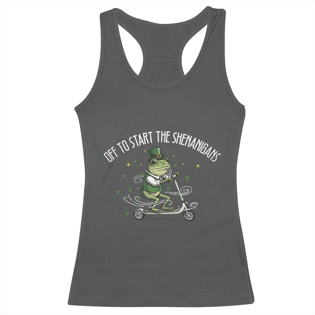 Funny Frog St Patricks Day Meme Racerback Tank Top Off To Start The Shenanigans