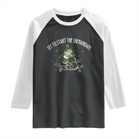 Funny Frog St Patricks Day Meme Raglan Shirt Off To Start The Shenanigans