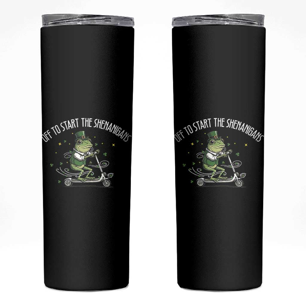 Funny Frog St Patricks Day Meme Skinny Tumbler Off To Start The Shenanigans