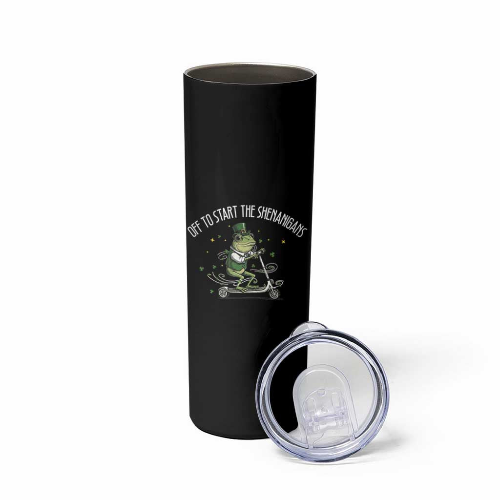 Funny Frog St Patricks Day Meme Skinny Tumbler Off To Start The Shenanigans