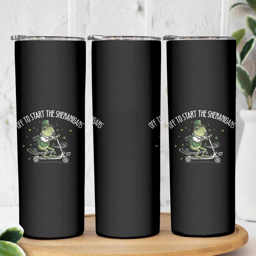 Funny Frog St Patricks Day Meme Skinny Tumbler Off To Start The Shenanigans